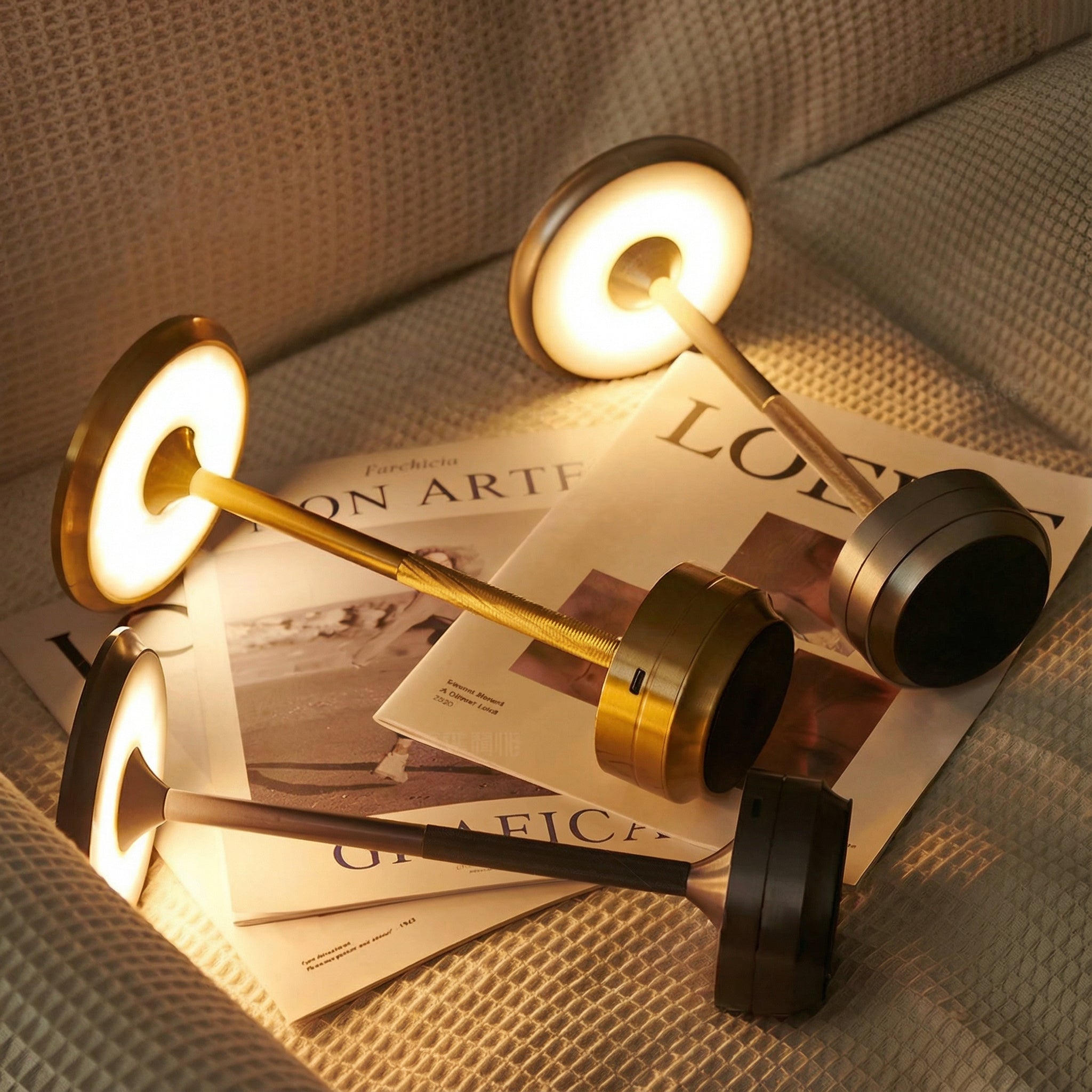 Freyza - LED Table Lamp Cordless UFO Design Plated Metal 3-Step Dimming 28cm / 11in