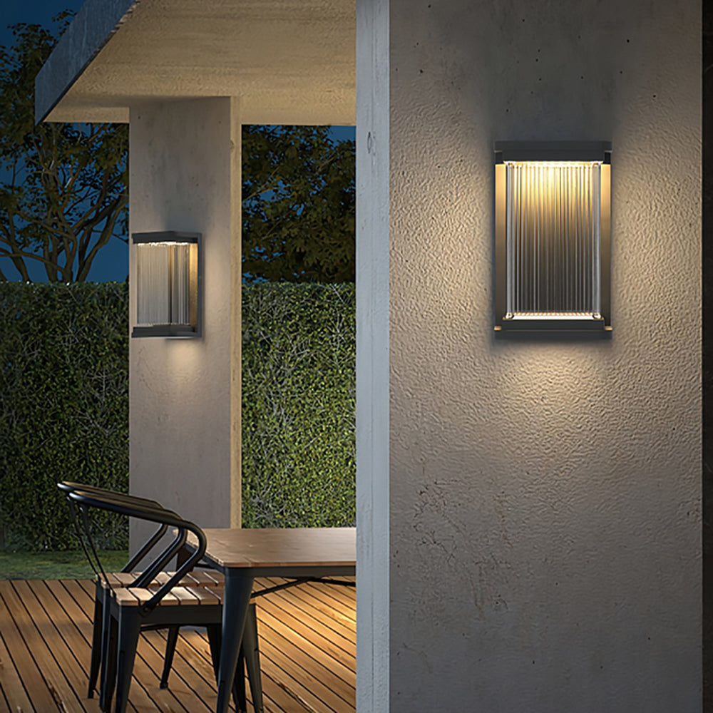 Freyza | Applique murale d’extérieur en verre noir – Design minimaliste pour jardin, porche et extérieur