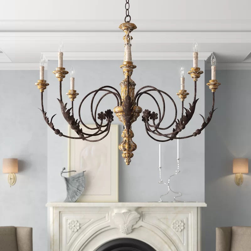 Freyza | Silva Large Retro Wood Chandelier – Retro Dining Room Living Room