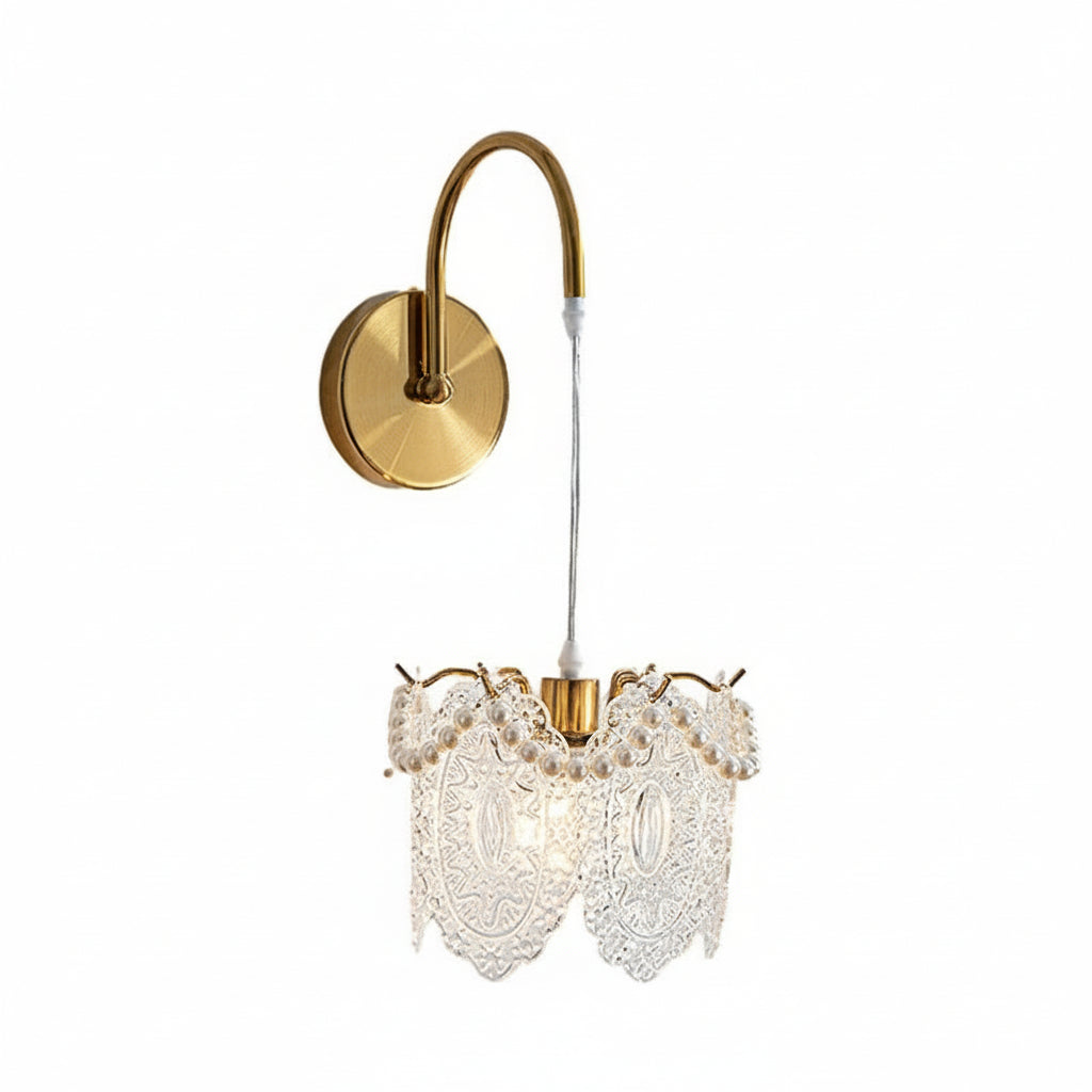 Freyza - LED Wall Sconce Light – Nordic Glass Feather Leaf Art Deco (20x20cm / 7.9x7.9in)