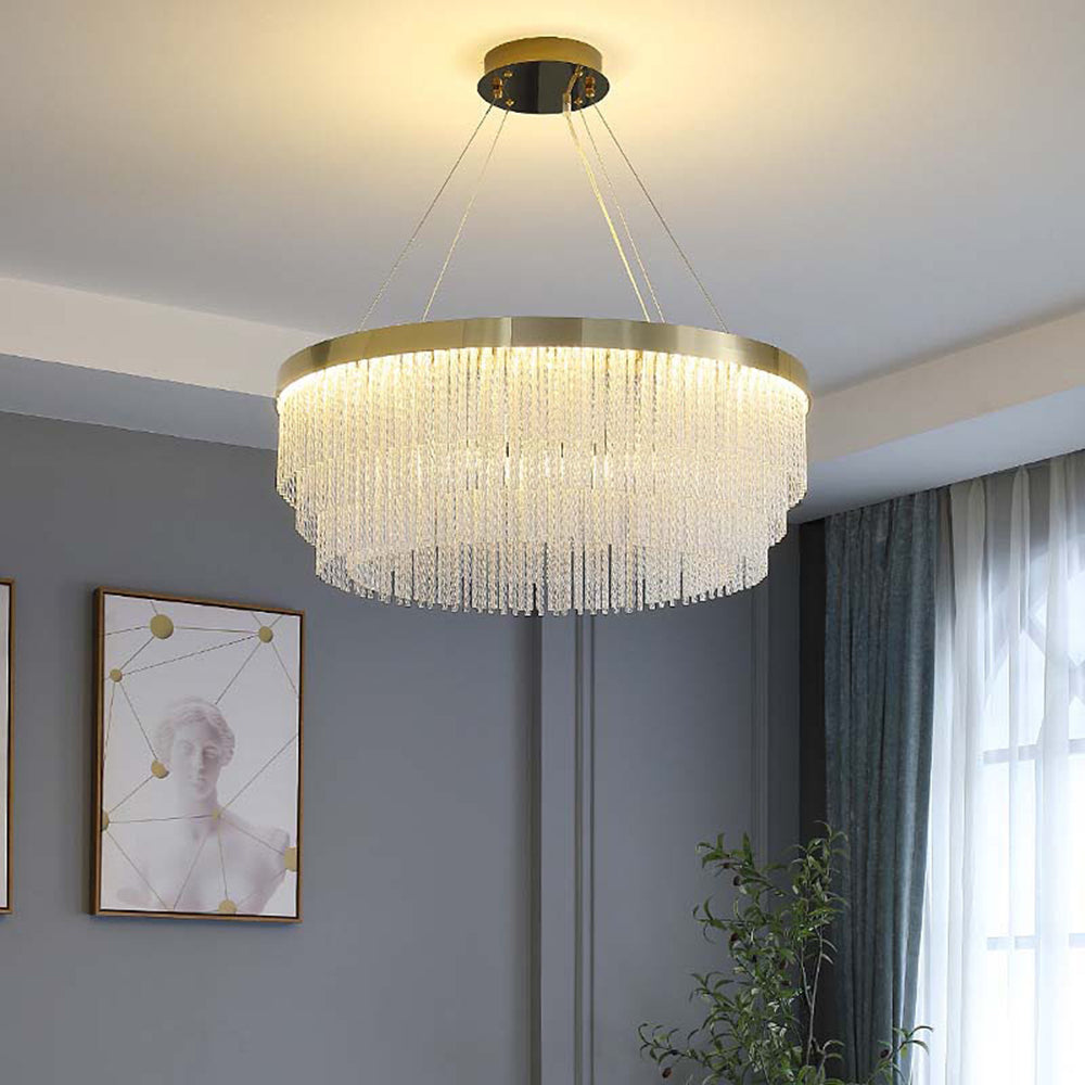 Freyza | Lustre doré en cristal – Salle à manger et salon modernes