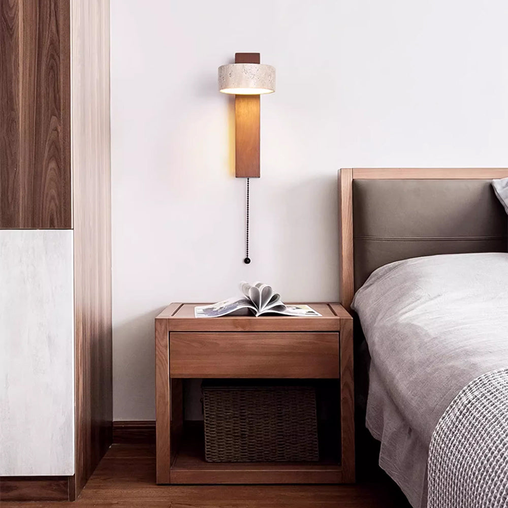 Freyza | Applique murale intérieure Ritta en bois et travertin – Chambre, salon