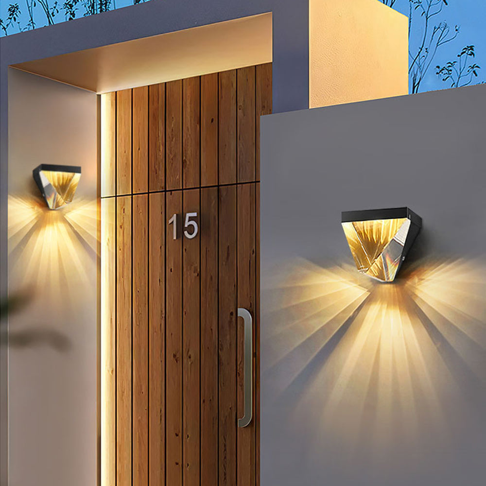 Freyza | Laxor Waterproof Diamond Black Gold Outdoor Wall Light – Garden Porch Exterior