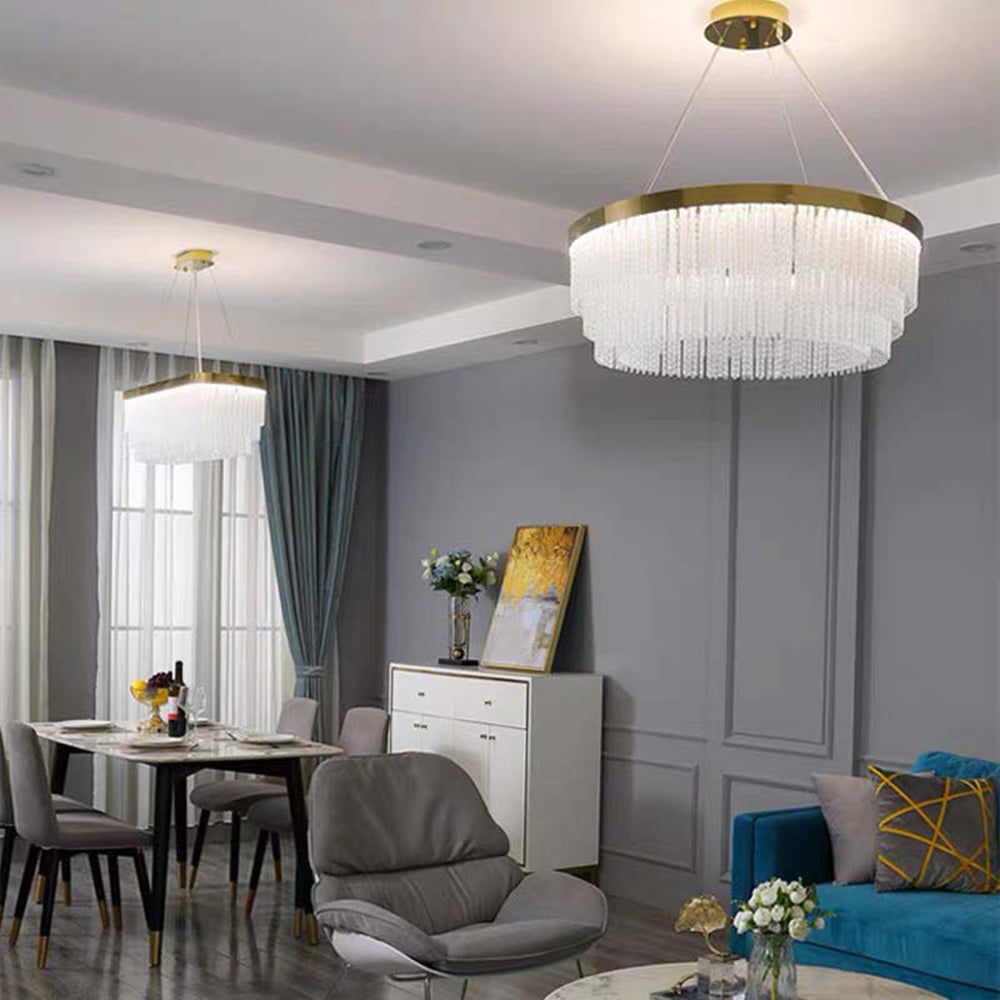 Freyza | Lustre doré en cristal – Salle à manger et salon modernes