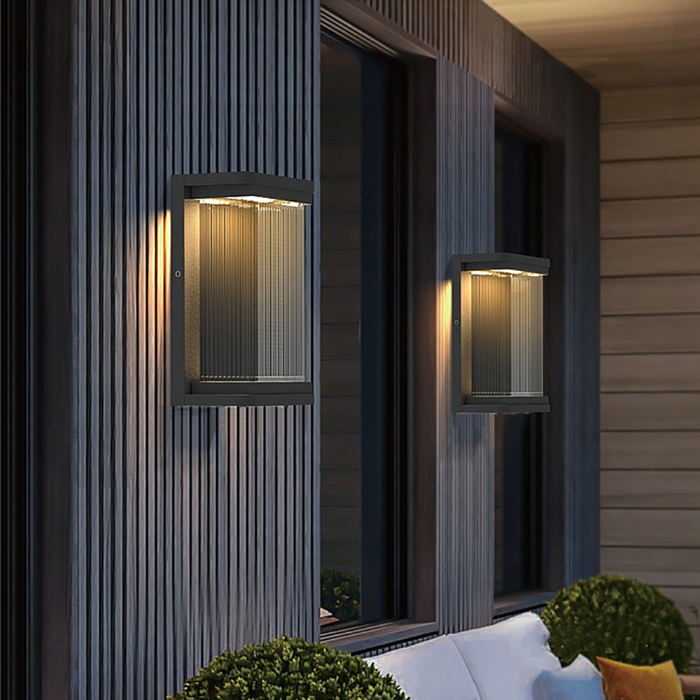 Freyza | Applique murale d’extérieur en verre noir – Design minimaliste pour jardin, porche et extérieur