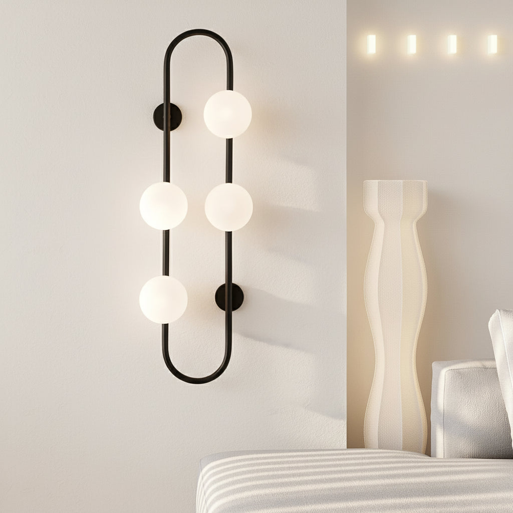 Freyza - LED Wall Sconce Light – Modern 4-Ball Glass Bubble Postmodern (62x24cm / 24.4x9.4in)