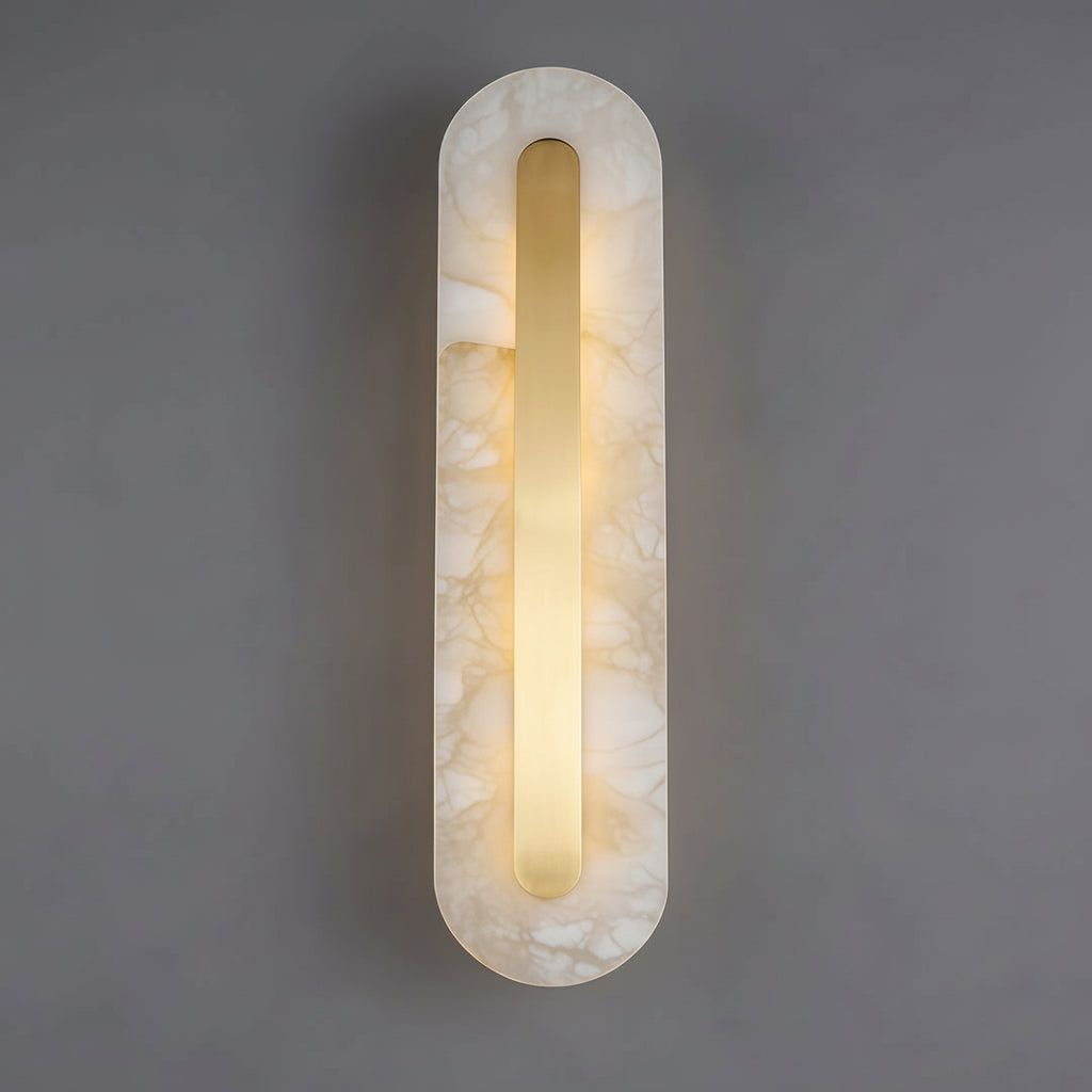 Freyza - LED Wall Sconce Light – Round Square Cloud Stone Brass Gold (30-50cm / 11.8-19.7in)