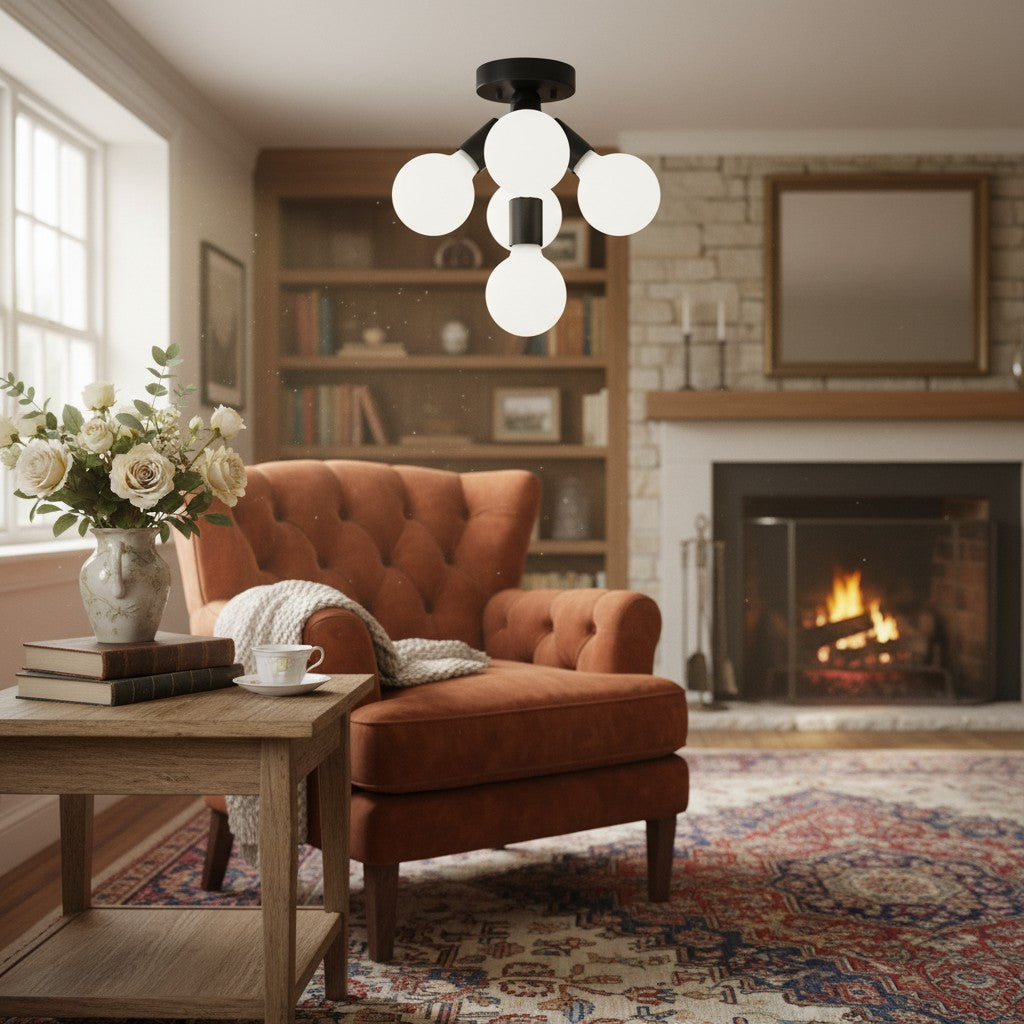 Freyza | Brass White Flush Mount Light – Bedroom Hallway