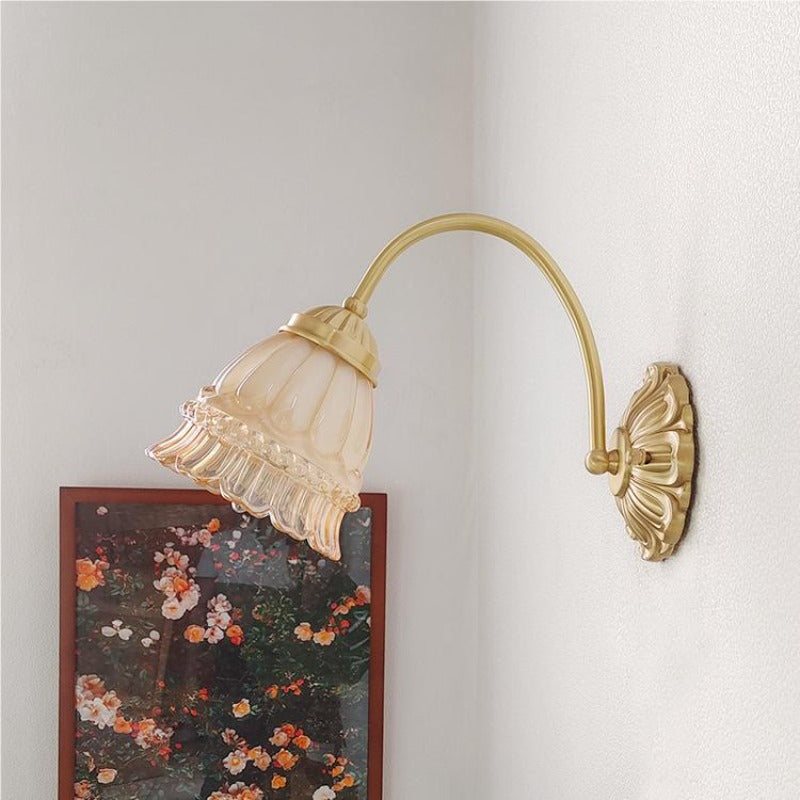 Freyza | Applique murale intérieure en verre doré – Chambre et salon rétro