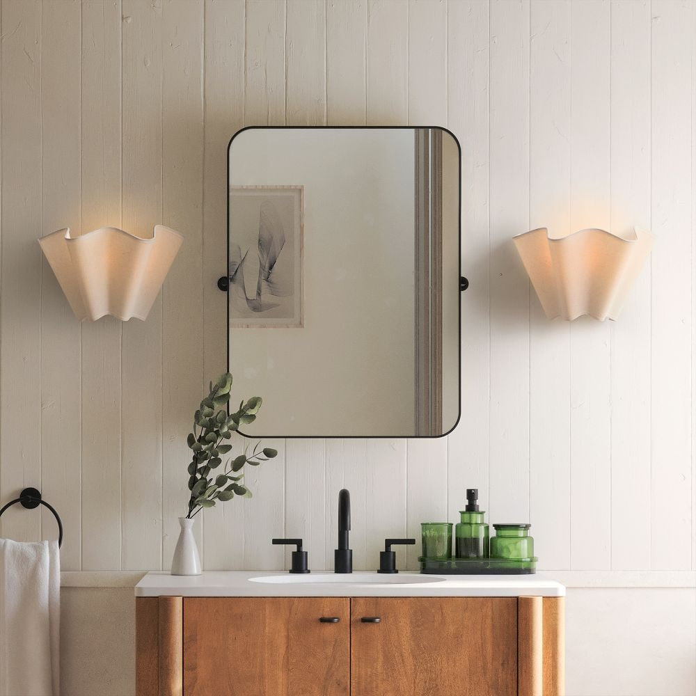Freyza | Curve Scalloped Linen Wall Lamp
