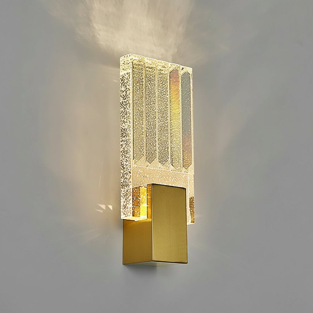 Freyza - LED Wall Sconce Light – Postmodern Crystal Gold Stainless Steel (33x13cm / 13x5in)