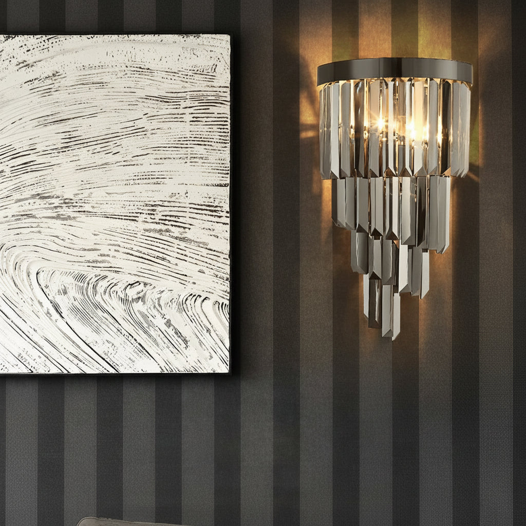 Freyza - LED-Wandleuchte – Moderner Kristall Edelstahl Rauchgrau (45x25cm / 18x10in)