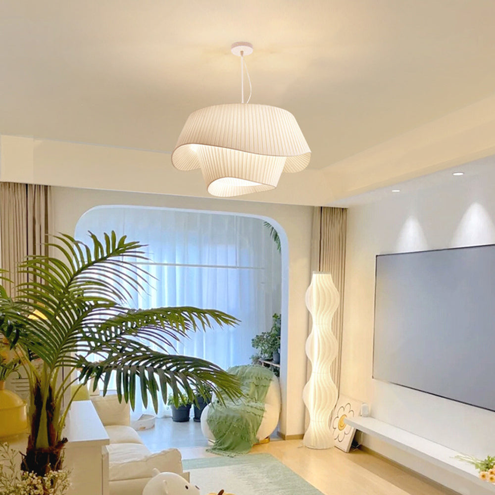 Freyza | White Fabric Pendant Light – Kitchen Dining Room