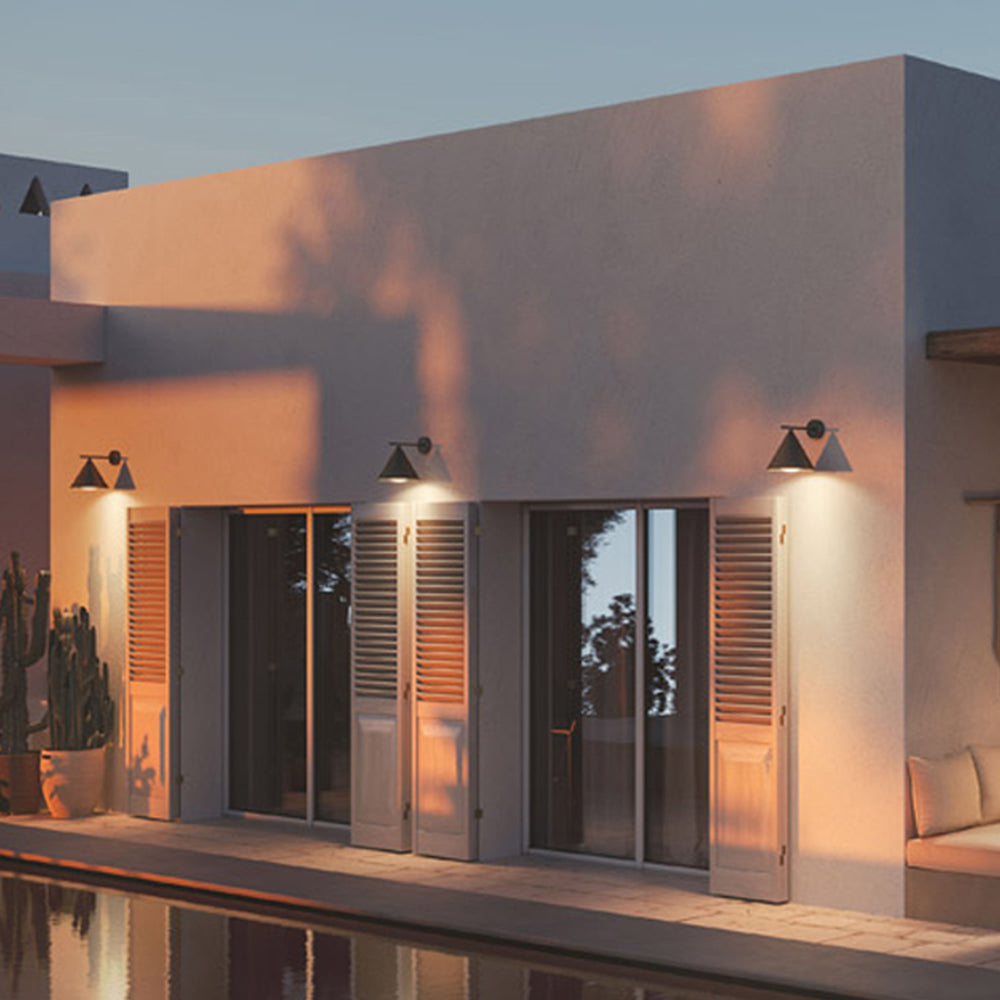 Freyza | Applique murale extérieure noir et or – Éclairage moderne pour jardin, porche et extérieur