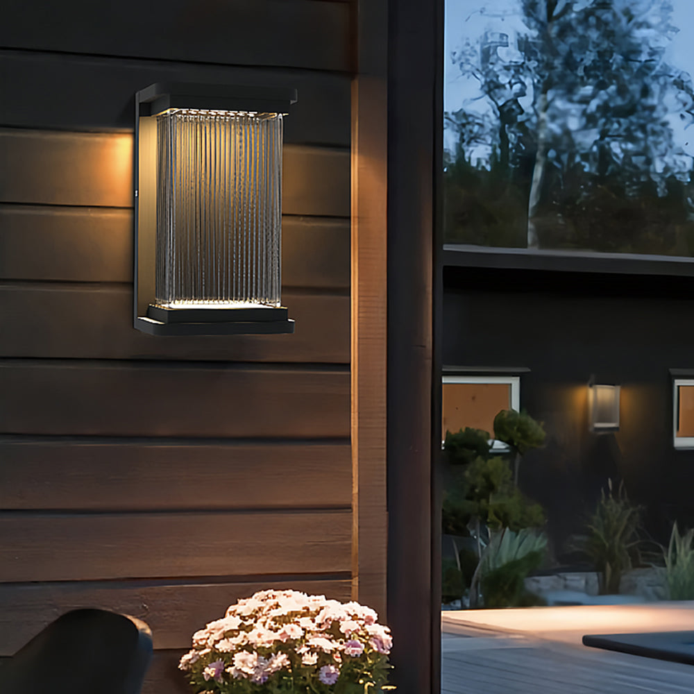 Freyza | Applique murale d’extérieur en verre noir – Design minimaliste pour jardin, porche et extérieur