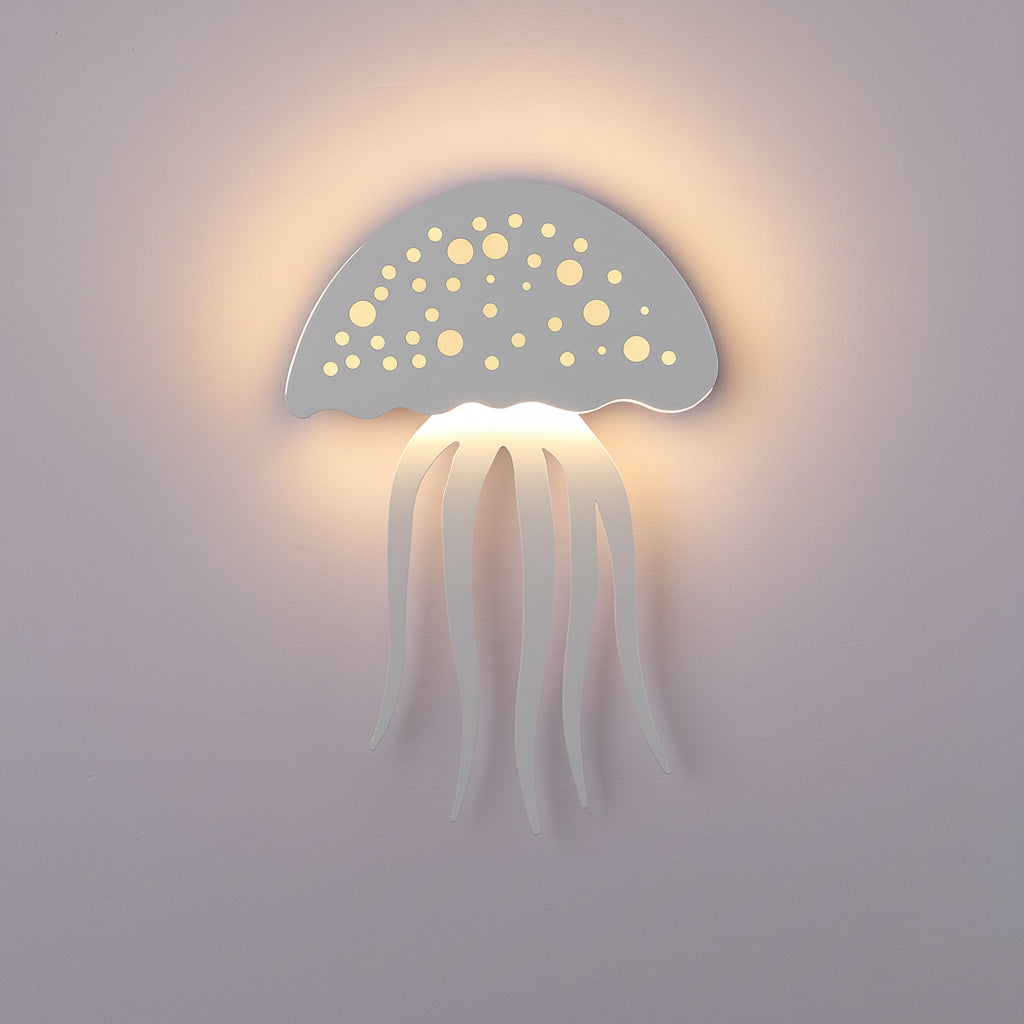 Freyza - Modern Jellyfish LED Wall Sconce – Creative Acrylic Nursery Wall Lamp (10W, White)