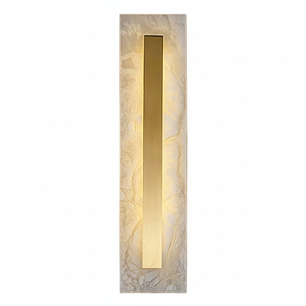 Freyza - LED Wall Sconce Light – Round Square Cloud Stone Brass Gold (30-50cm / 11.8-19.7in)