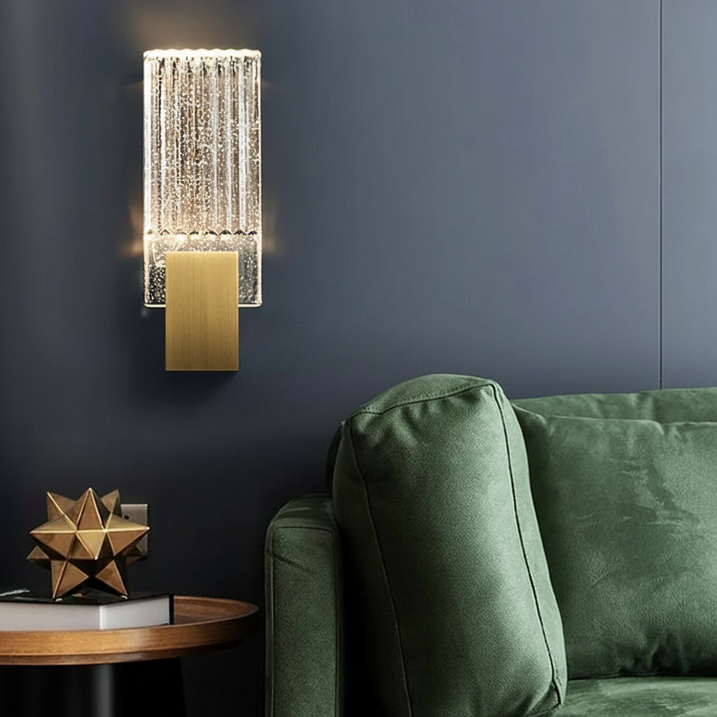 Freyza - LED Wall Sconce Light – Postmodern Crystal Gold Stainless Steel (33x13cm / 13x5in)