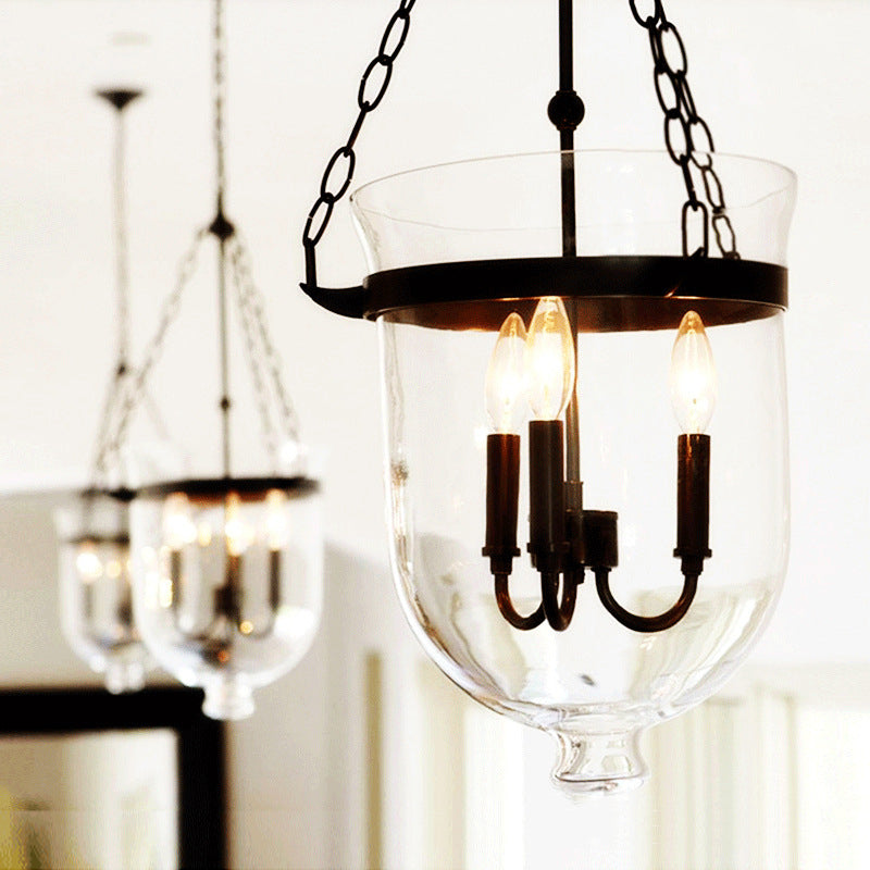 Freyza | Suspension Silva en verre noir – Luminaire suspendu industriel pour cuisine et salle à manger