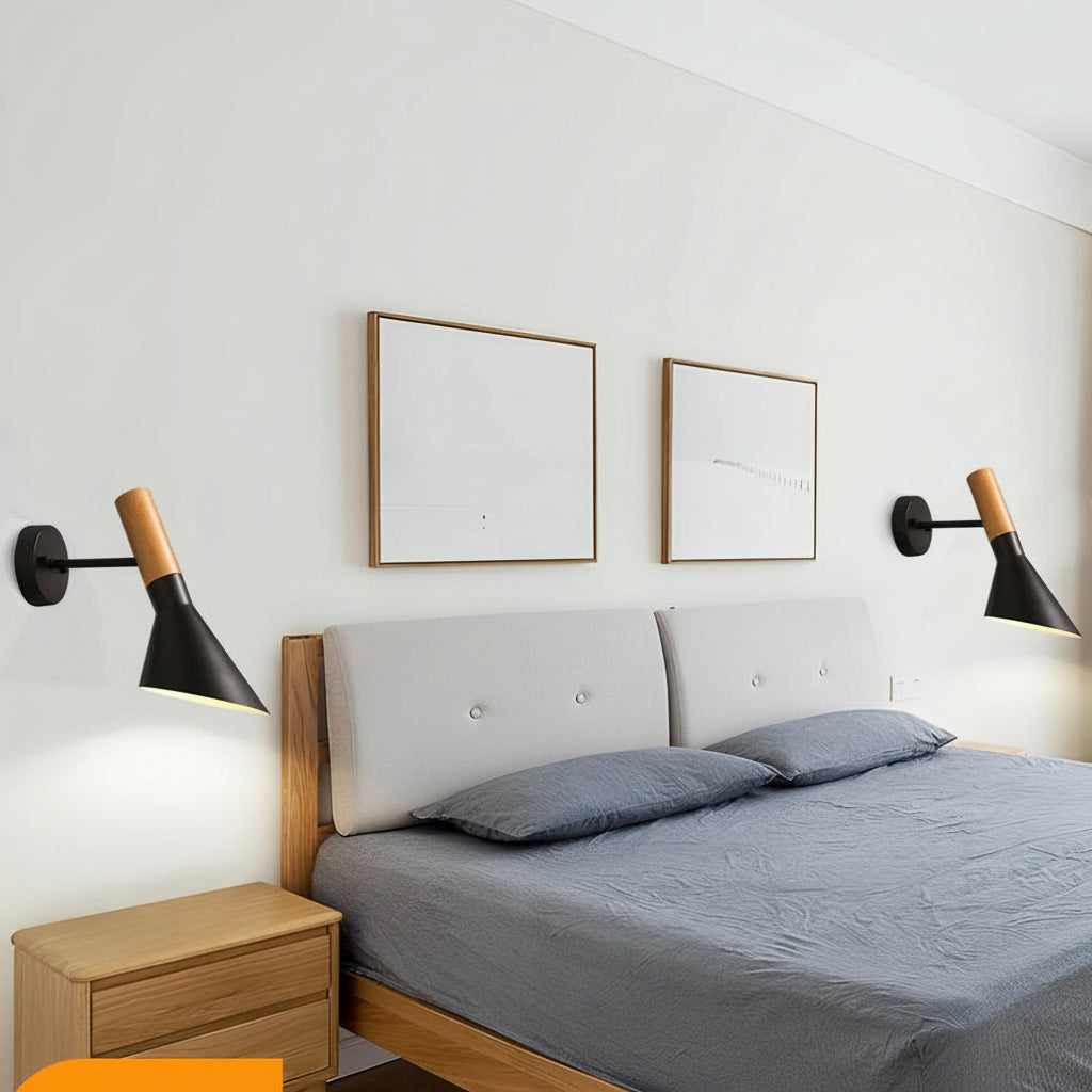 Freyza - LED Wall Sconce Light – Modern Adjustable Retro Iron Glass Black (56x25cm / 22x10in)