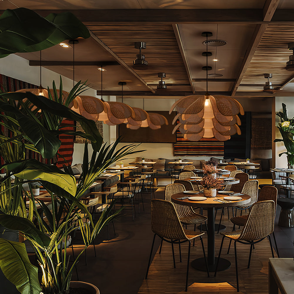 Freyza | Suspension artisanale en rotin Aiko – Cuisine, salle à manger