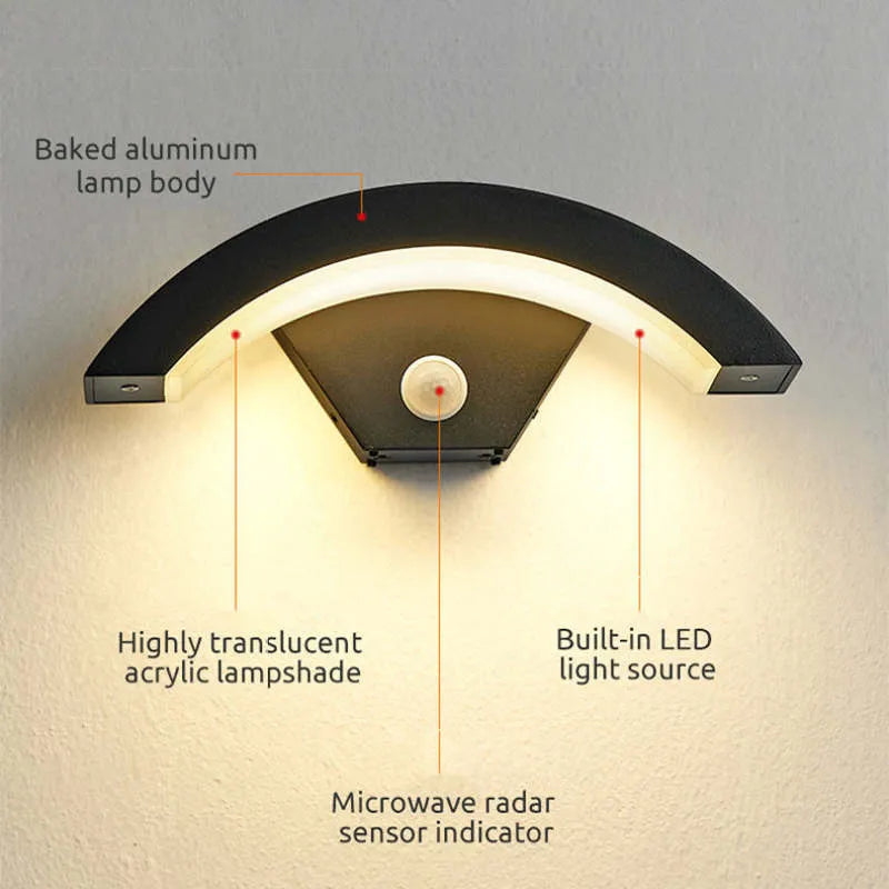 Freyza | Elvon Nordic Arc Black Outdoor Wall Light – Nordic Garden Porch Exterior