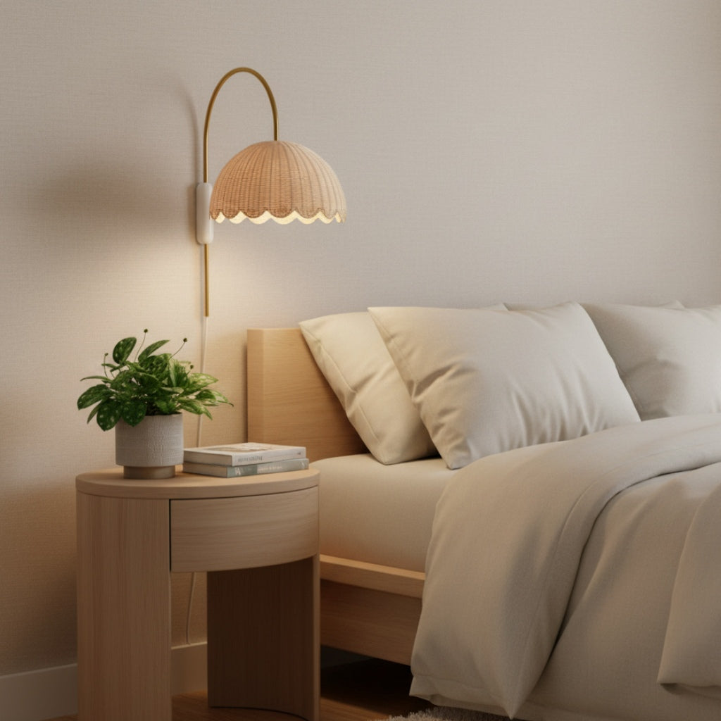 Freyza | Rattan-Wandleuchte – Schlafzimmer, Flur