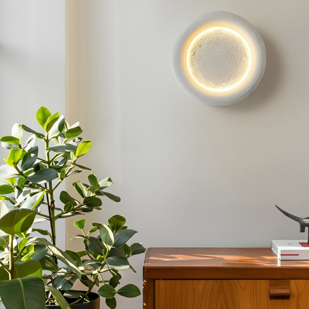 Freyza - LED Wall Sconce Light – Modern Nordic Moon Resin (28cm / 11in)