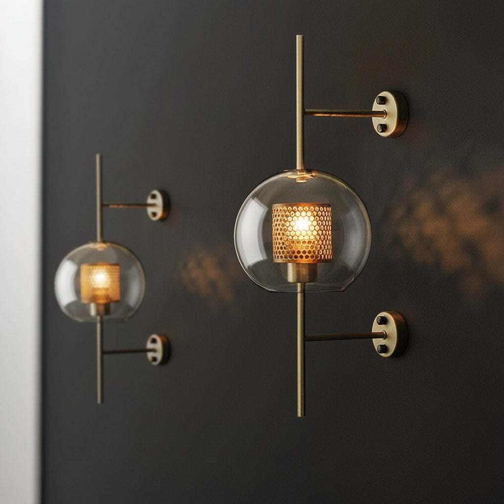 Freyza - Industrial Wall Sconce – Retro Glass Tank Antique Bronze Corridor Light (Clear Glass & 15-46cm)