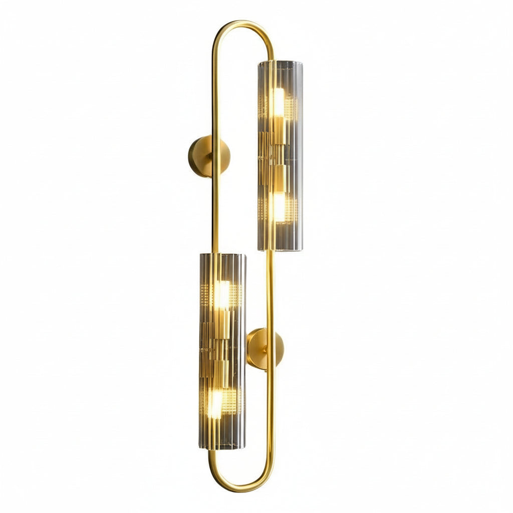 Freyza - Brass Wall Sconce – Modern 4-Light Oval Clear Glass Gold Vanity (G9 E12 & 60x30cm)