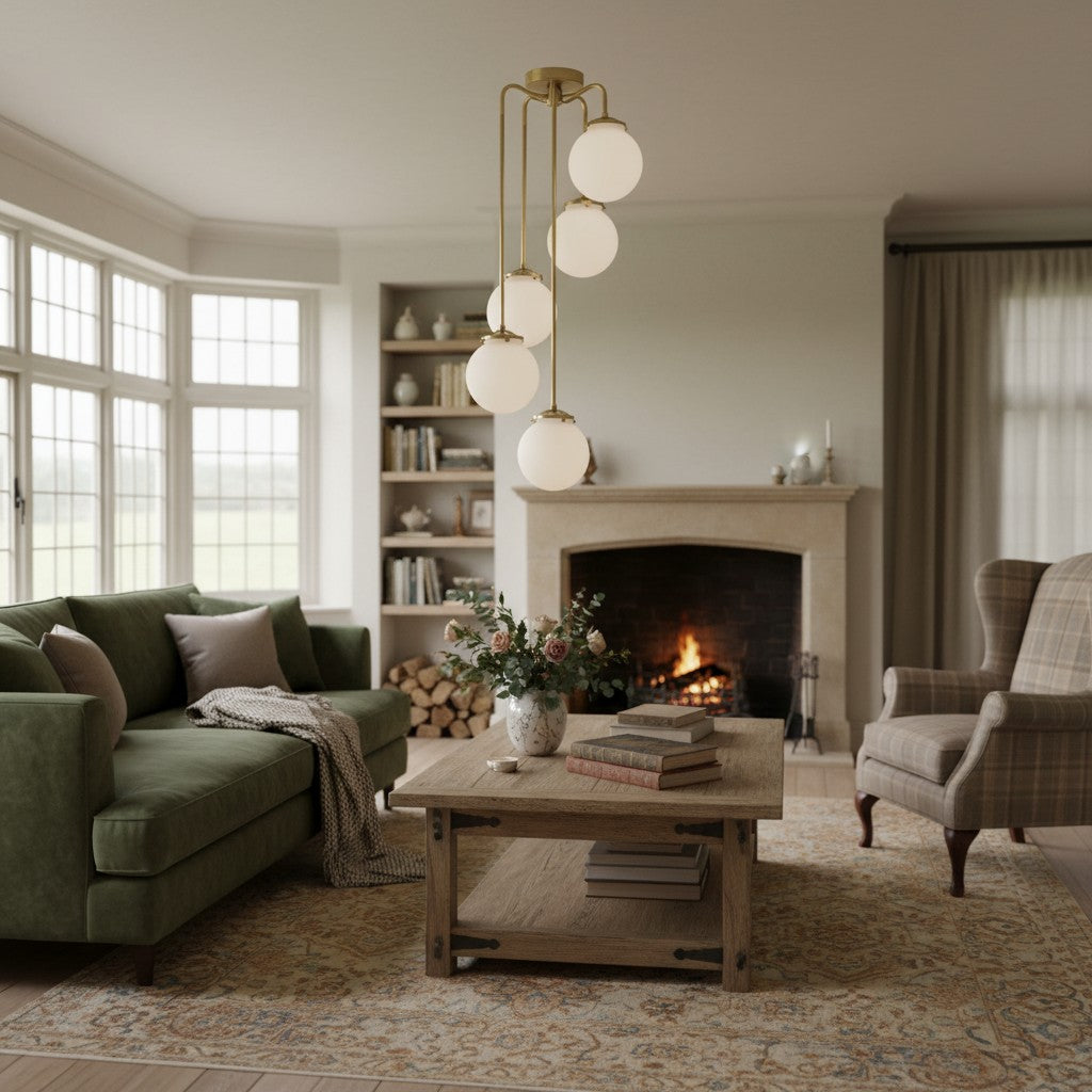 Freyza | Brass Glass Chandelier – Dining Room Living Room