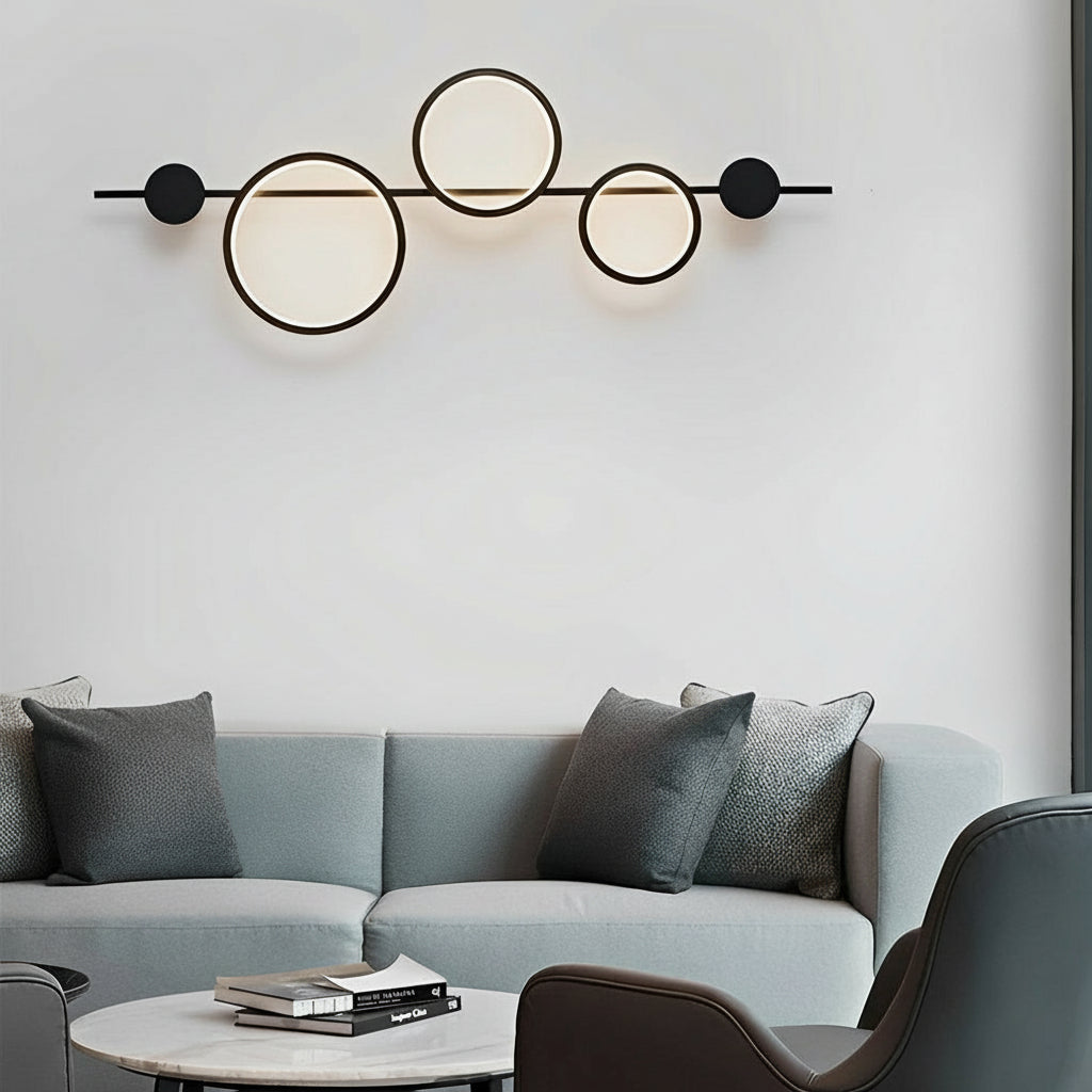 Freyza - LED Wall Sconce Light – Modern Geometric Circles Linear (106x35cm / 41.7x13.8 in)