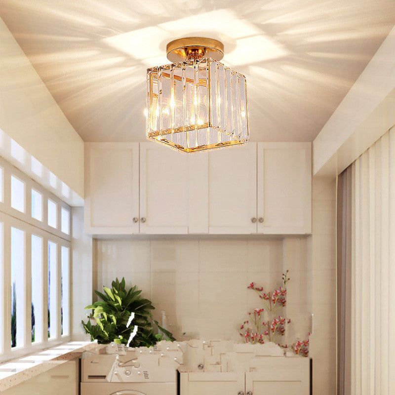 Freyza | Stonel Modern Metal Crystal Flush Mount Ceiling Light – Modern Bedroom Hallway Kitchen
