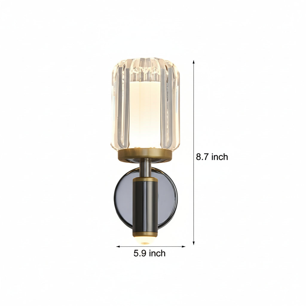 Freyza - LED Wall Sconce Light – Modern Clear Acrylic Crystal Aluminum (22x15cm / 8.7x5.9in)