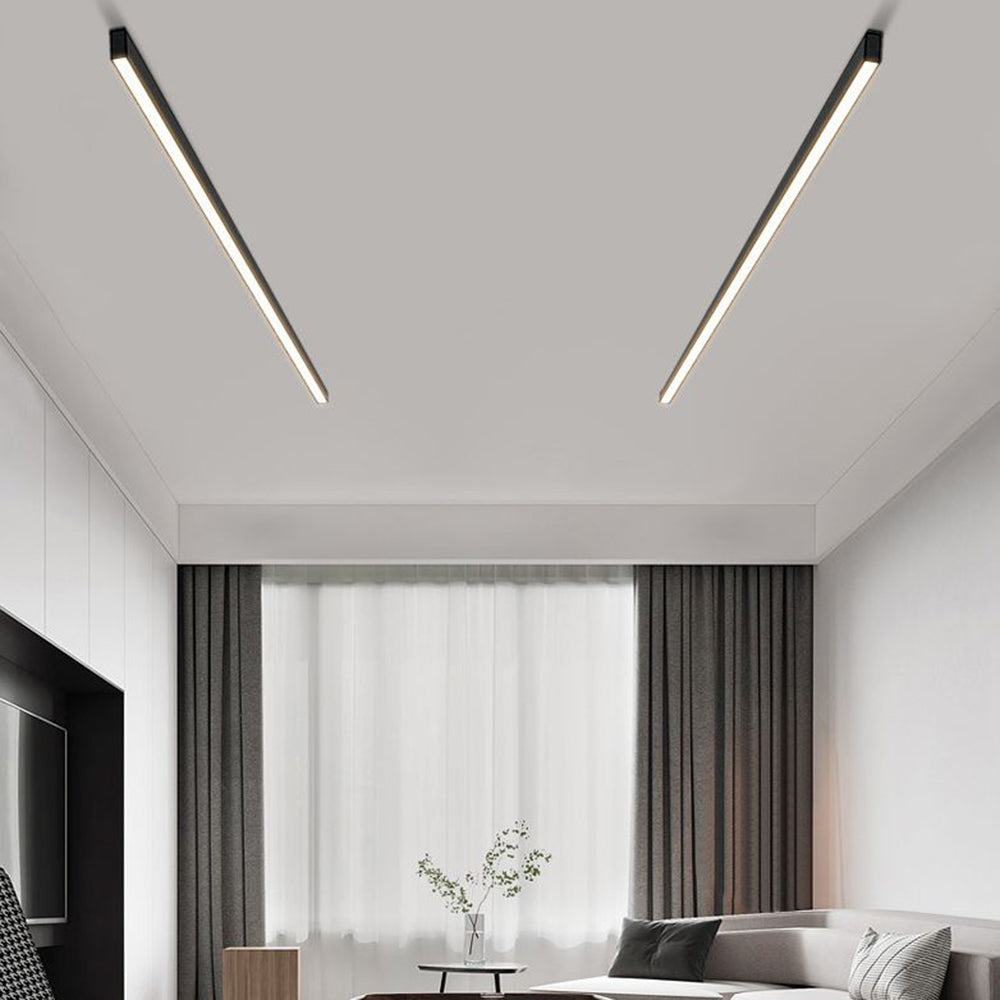 Freyza | Solin lineare schwarze Deckenleuchte zur flächenbündigen Montage – Schlafzimmer, Flur, Küche