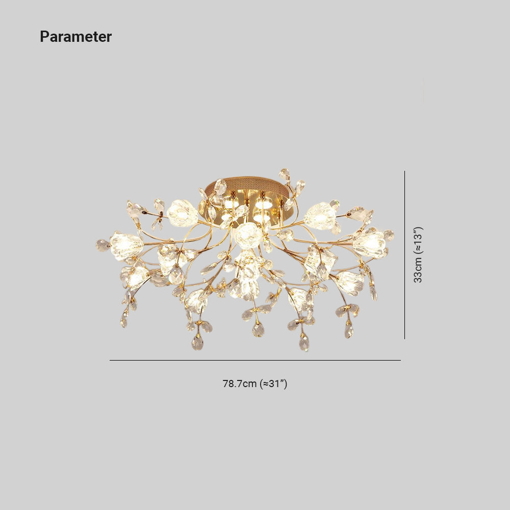 Freyza | Plafonnier encastré doré en cristal – style Art déco pour chambre, couloir et cuisine
