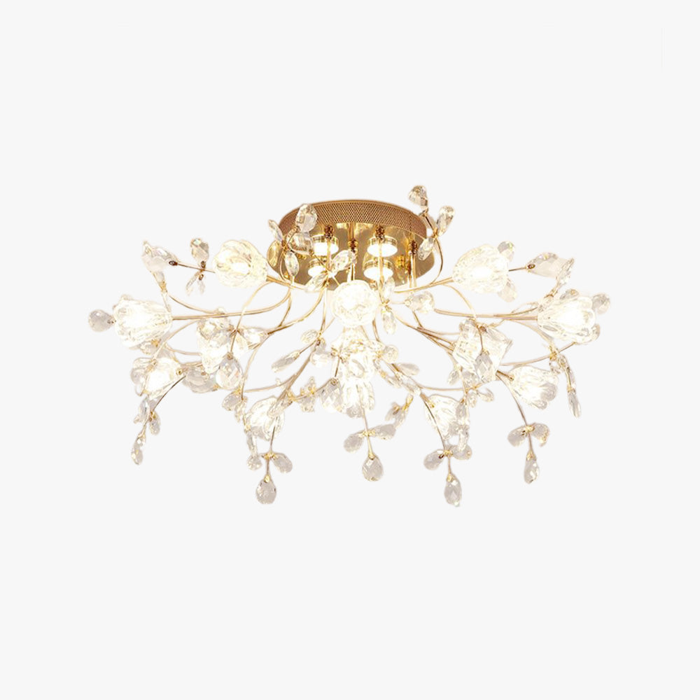 Freyza | Plafonnier encastré doré en cristal – style Art déco pour chambre, couloir et cuisine
