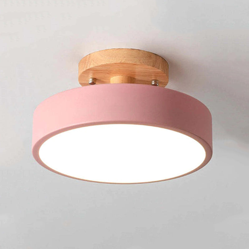 Freyza | Orya Round LED Wood Flush Mount Ceiling Light – Modern Bedroom Hallway Kitchen