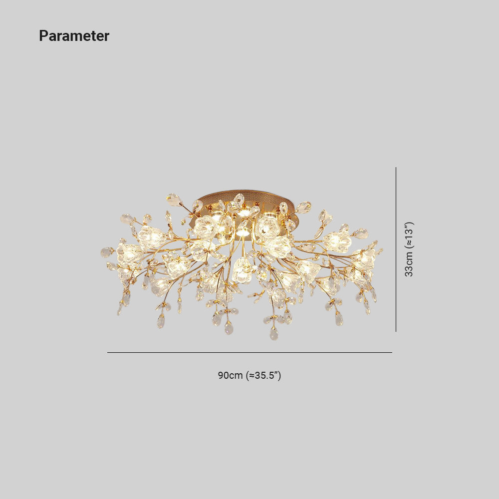 Freyza | Plafonnier encastré doré en cristal – style Art déco pour chambre, couloir et cuisine