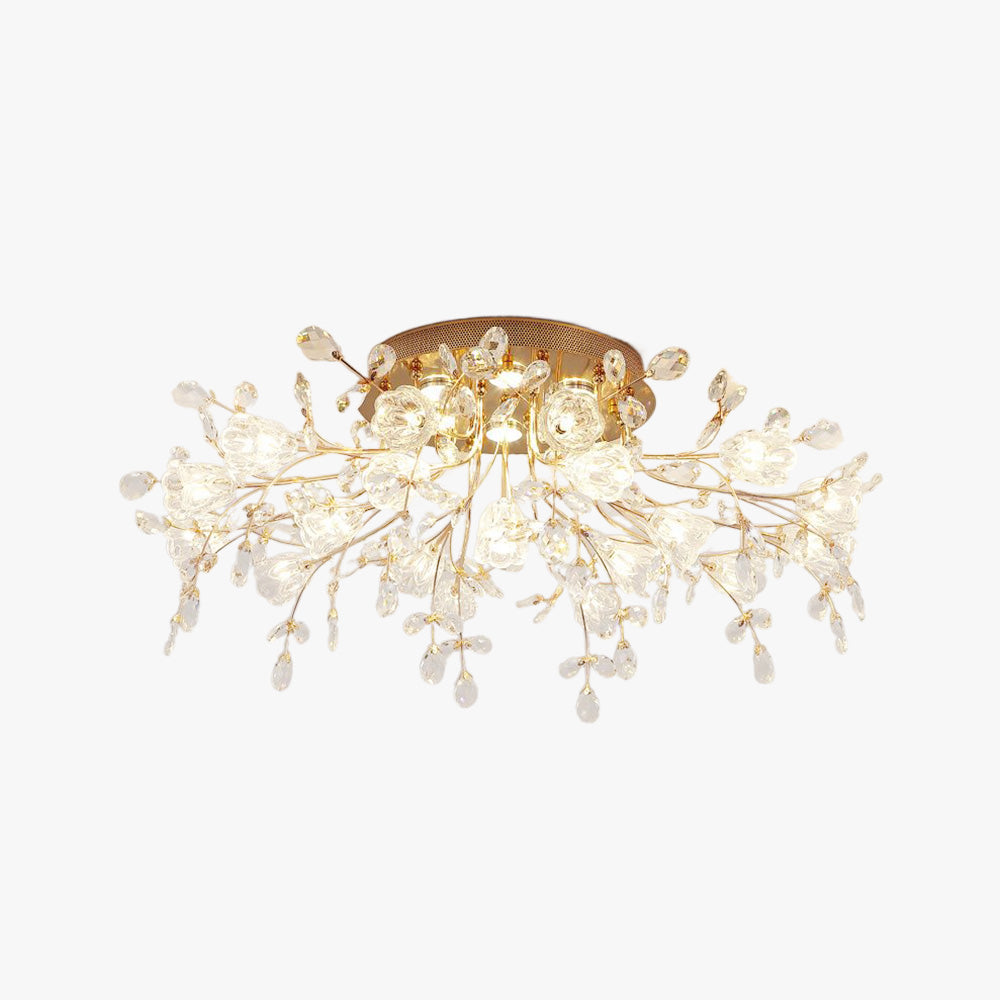 Freyza | Plafonnier encastré doré en cristal – style Art déco pour chambre, couloir et cuisine
