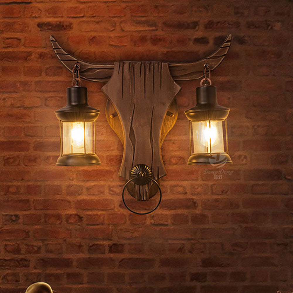 Freyza | Applique murale intérieure en bois à 2 lumières – Chambre et salon vintage