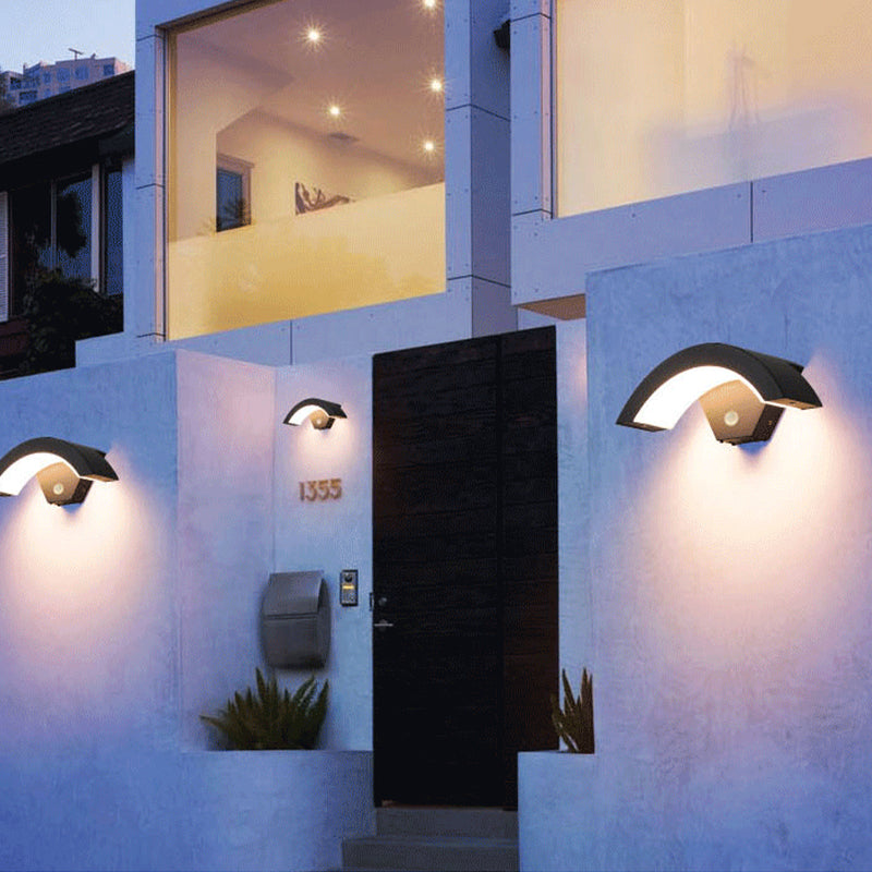Freyza | Elvon Nordic Arc Black Outdoor Wall Light – Nordic Garden Porch Exterior