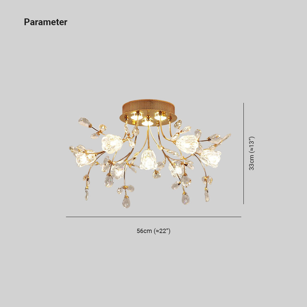 Freyza | Plafonnier encastré doré en cristal – style Art déco pour chambre, couloir et cuisine