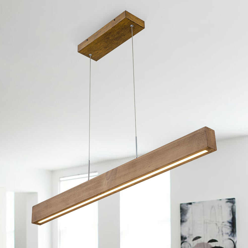 Freyza | Zefyr LED Linear Wood Chandelier – Dining Room Living Room