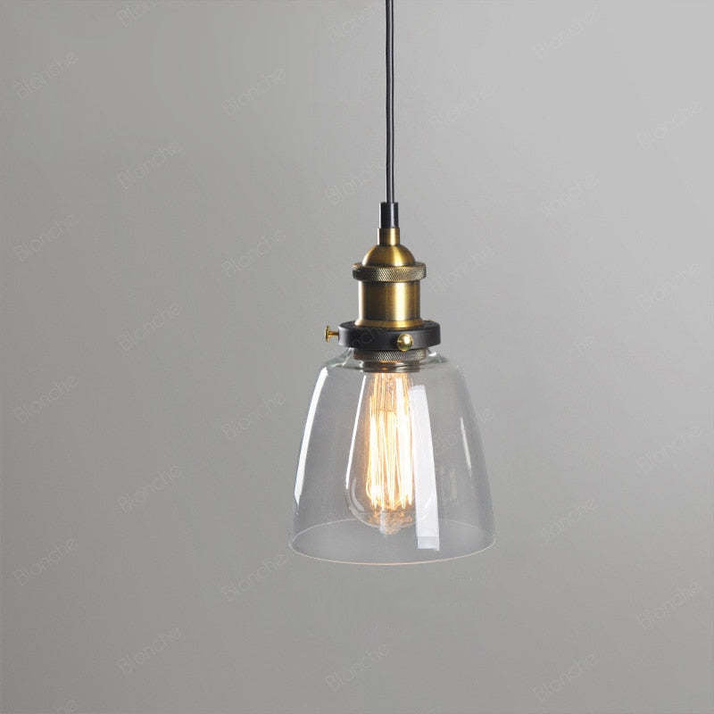 Freyza | June Industrial Glass Glass Pendant Light – Industrial Kitchen Dining Room