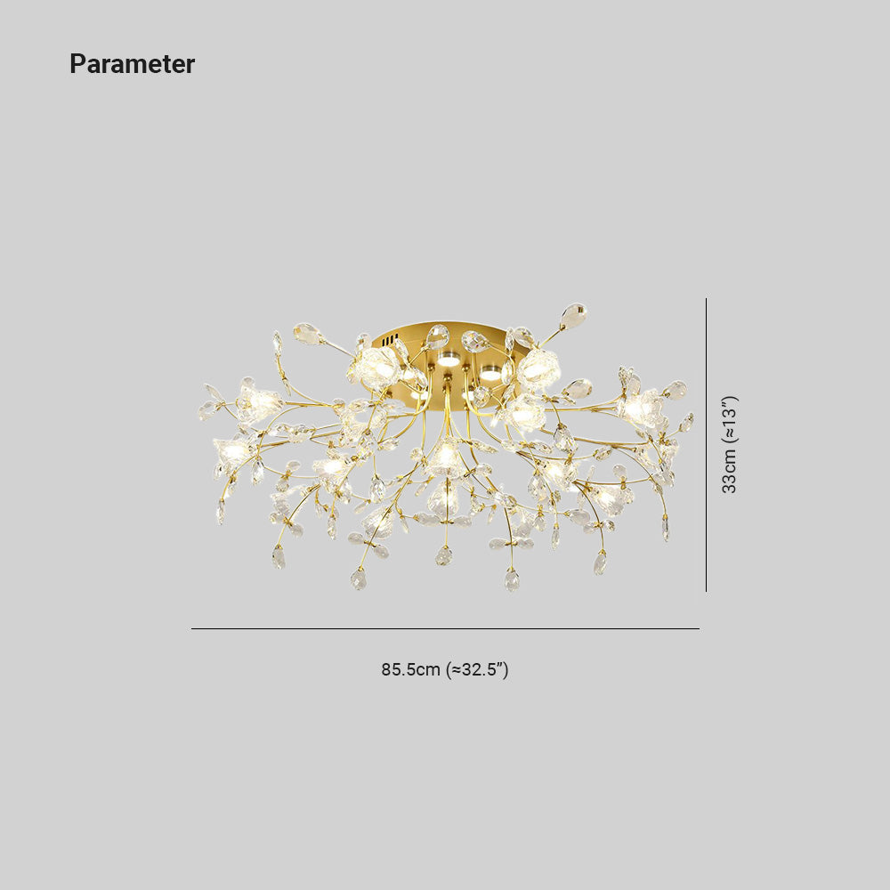 Freyza | Plafonnier encastré doré en cristal – style Art déco pour chambre, couloir et cuisine