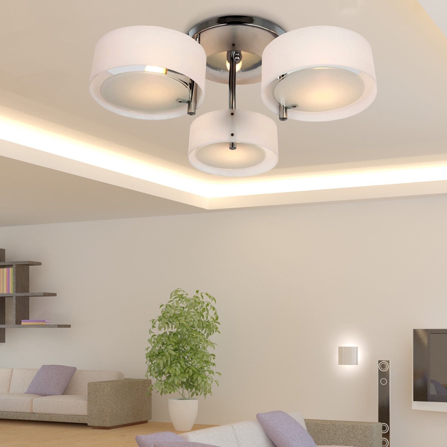 Freyza | Arisha Flush Mount White Glass Flush Mount Ceiling Light – Modern Bedroom Hallway Kitchen