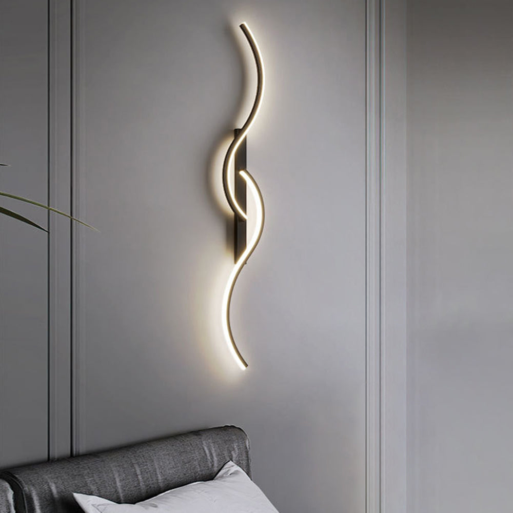 Freyza | Lumor Modern Linear Black Gold Indoor Wall Light – Modern Bedroom Living Room