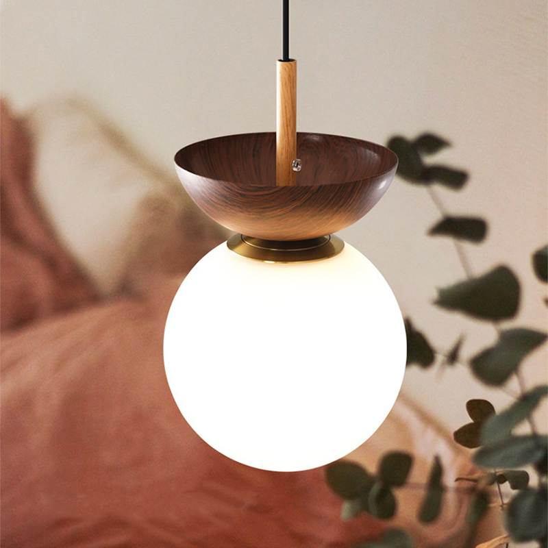 Freyza | Plafonnier affleurant en verre et bois – chambre, couloir, cuisine de style nordique