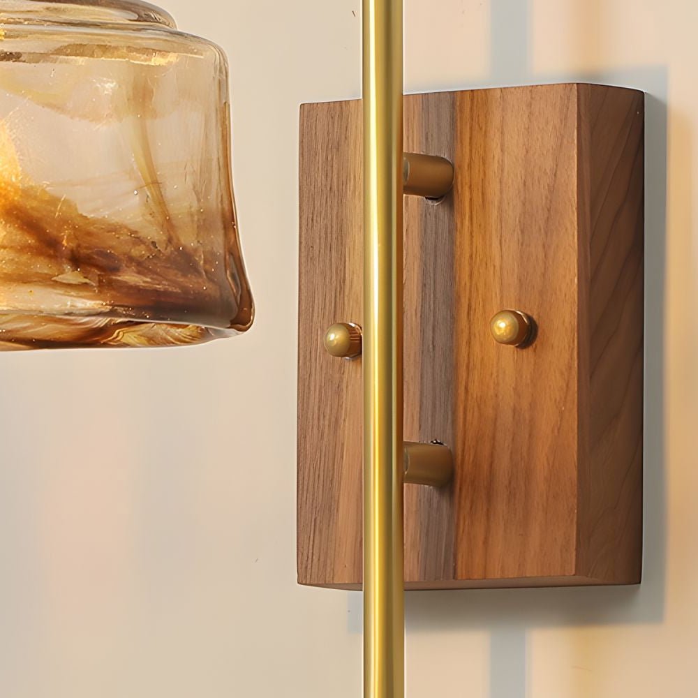 Freyza - LED Wall Sconce Light – Retro Industrial High Arm Brass Glass (30x15cm / 11.8x5.9in)